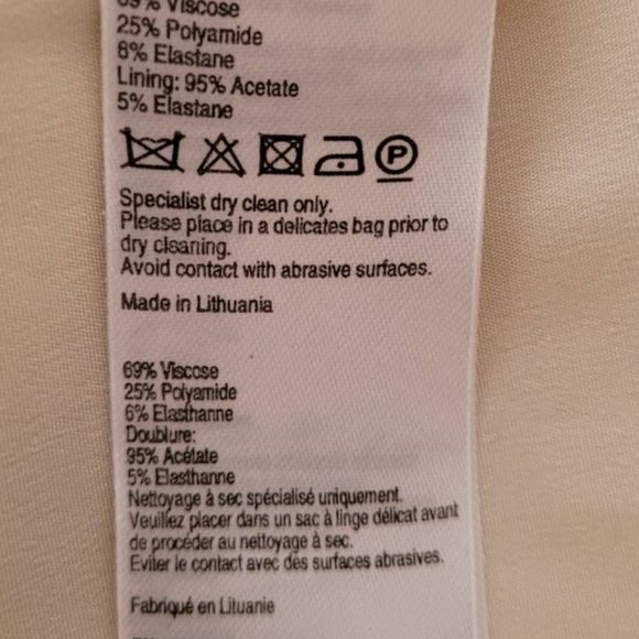 Karen Millen Womens Sheath Dress Ivory Belted Cap Sleeve Zip Up Stretch 8 New - Picture 9 of 9